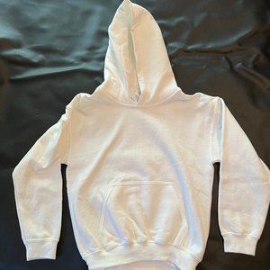 NWOT - Gildan White Hoodie Sweatshirt Heavy Blend - Youth Small